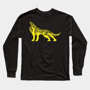 Wolf tree blend cute cool colorful Long Sleeve T-Shirt